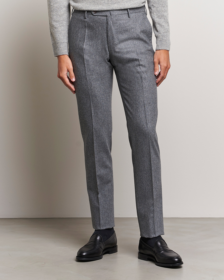 Herre | Bukser | Incotex | Slim Fit Carded Flannel Trousers Grey Melange