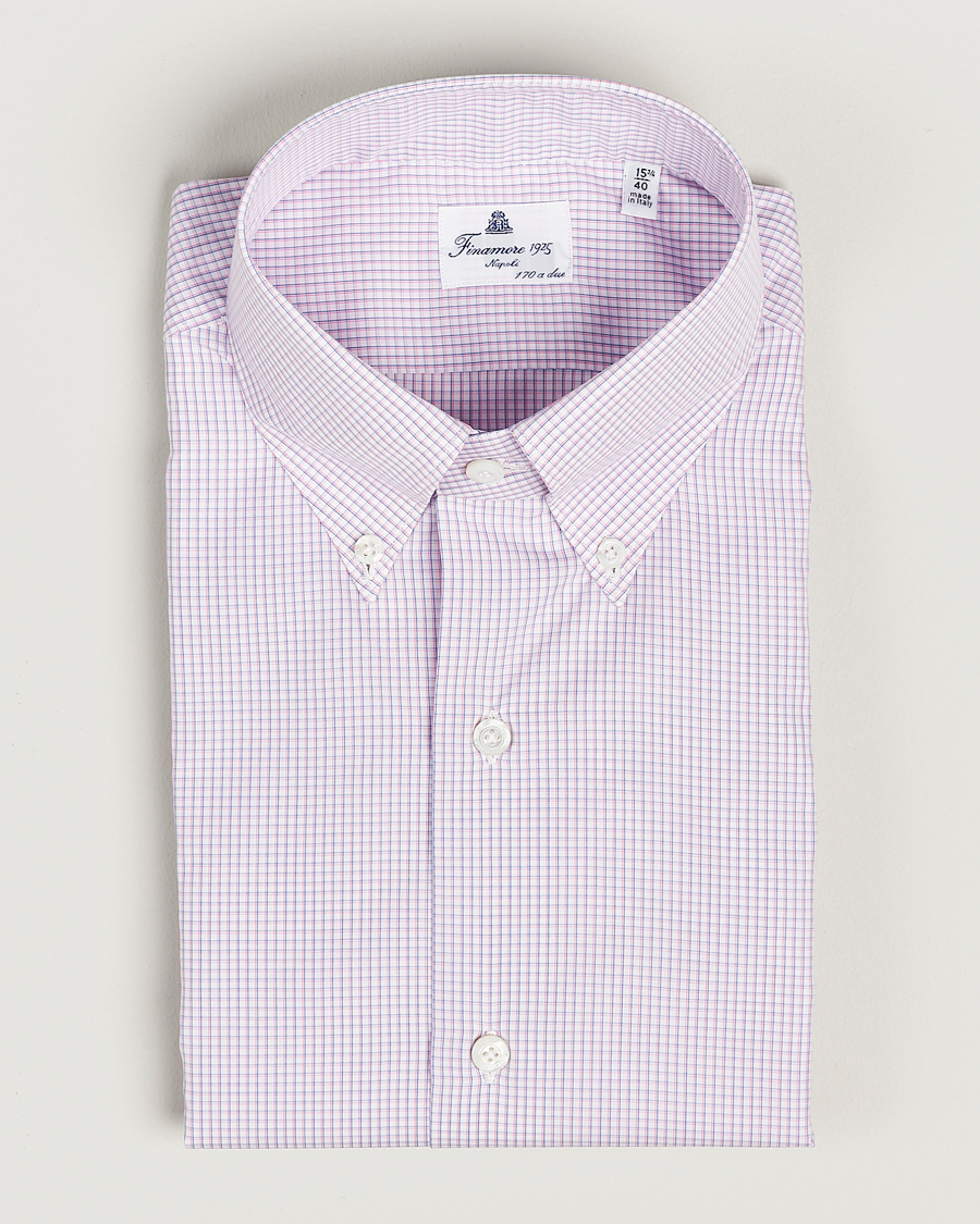 Herre | Skjorter | Finamore Napoli | Milano Slim Giza 170 Button Down Shirt Pink