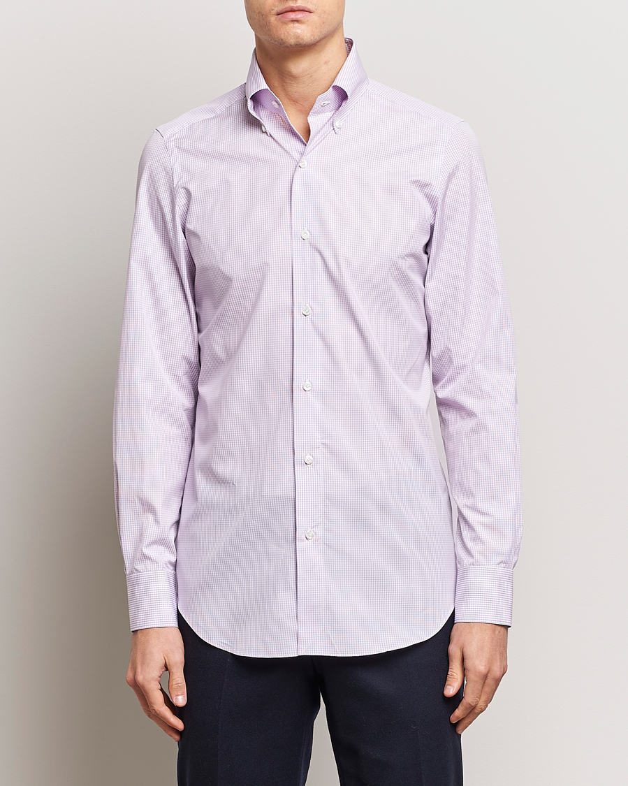 Herre | Skjorter | Finamore Napoli | Milano Slim Giza 170 Button Down Shirt Pink