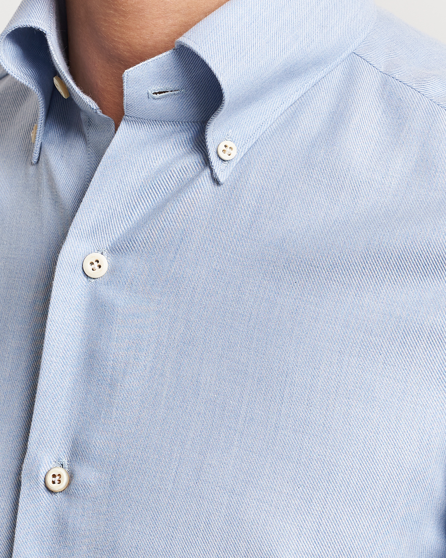 Herre | Skjorter | Finamore Napoli | Milano Slim Cashmere BD Shirt Light Blue