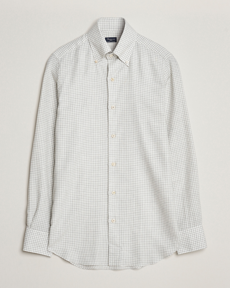 Herre | Skjorter | Finamore Napoli | Milano Slim Cashmere BD Shirt Light Grey