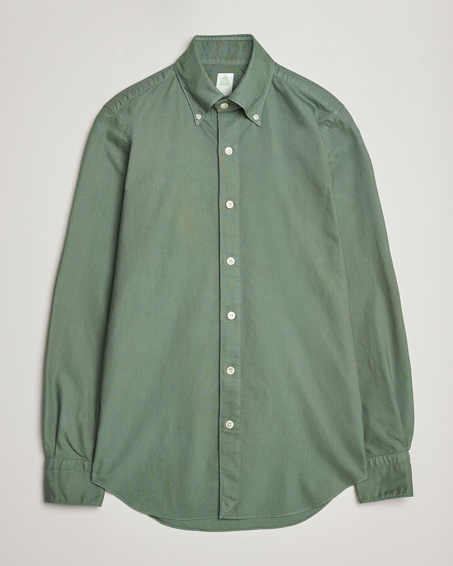 Herre | Skjorter | Finamore Napoli | Tokyo Slim Oxford Button Down Shirt Olive