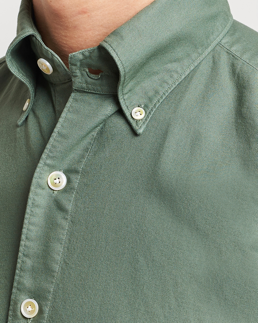 Herre | Skjorter | Finamore Napoli | Tokyo Slim Oxford Button Down Shirt Olive