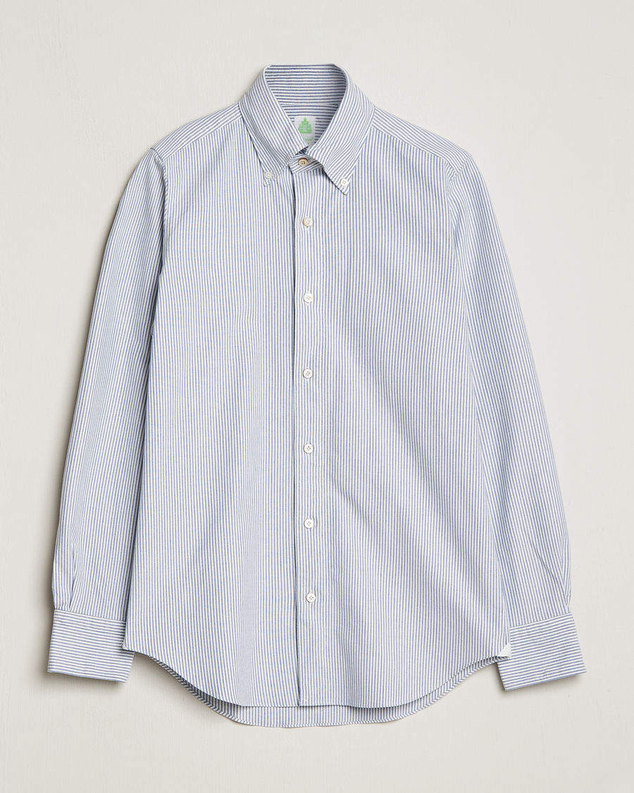 Herre | Skjorter | Finamore Napoli | Tokyo Slim Oxford Button Down Shirt Blue Stripe