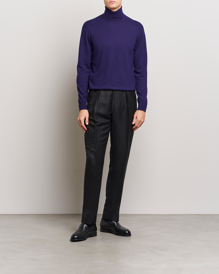 Herre | Trøjer | Ralph Lauren Purple Label | Cashmere Jersey Rollneck Purple
