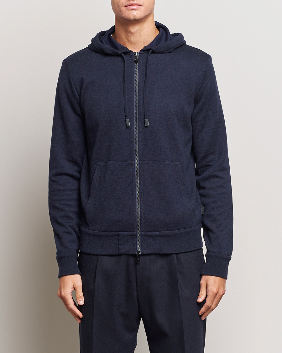 Herre | Hættetrøjer | Ralph Lauren Purple Label | Luxury Fleece Full Zip Sweater Navy