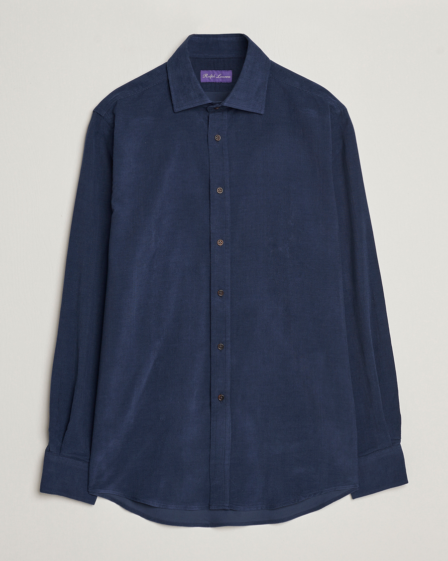 Herre | Skjorter | Ralph Lauren Purple Label | Cotton/Cashmere Corduroy Shirt Navy