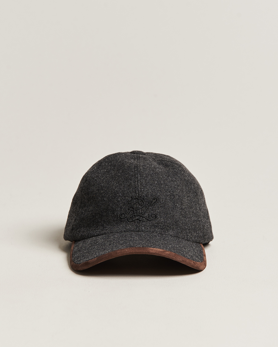 Herre | Ralph Lauren Purple Label Herringbone Wool Baseball Cap Charcoal | Ralph Lauren Purple Label | Herringbone Wool Baseball Cap Charcoal