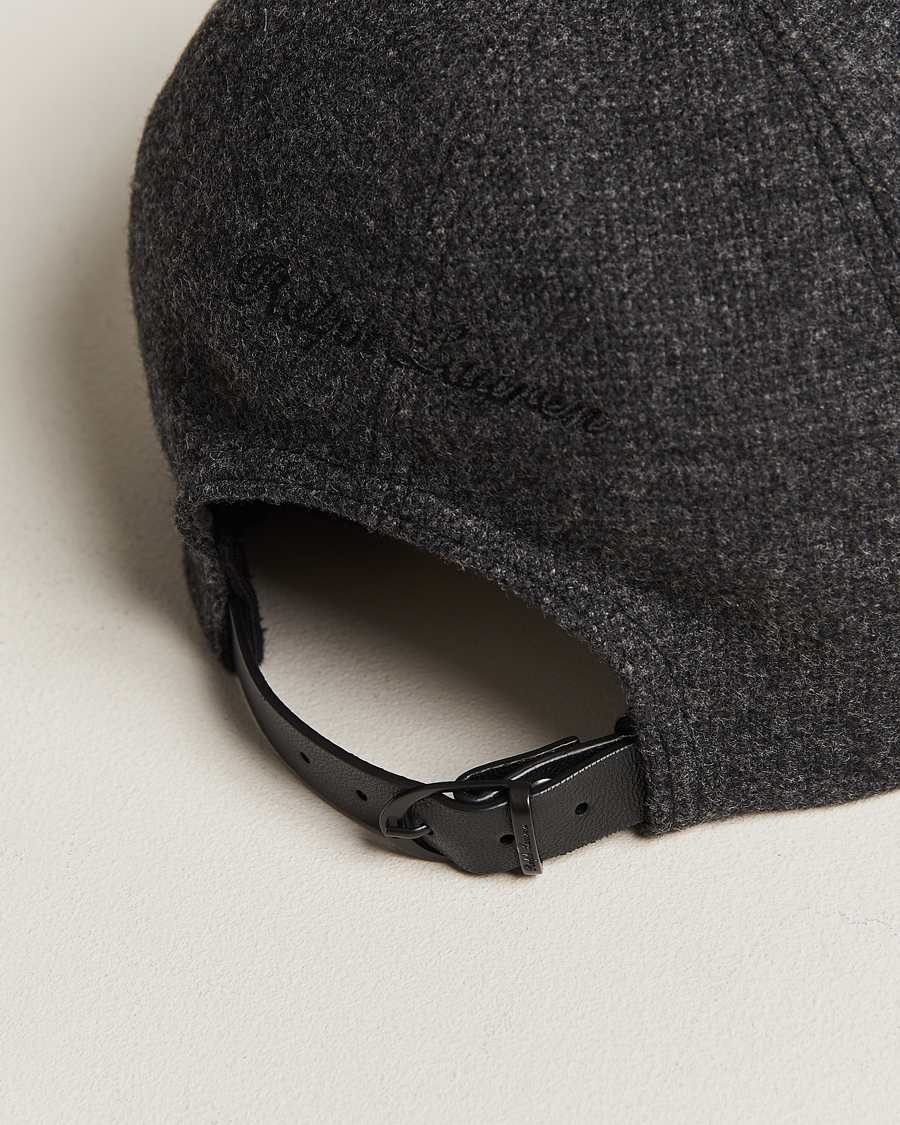 Herre | Ralph Lauren Purple Label Herringbone Wool Baseball Cap Charcoal | Ralph Lauren Purple Label | Herringbone Wool Baseball Cap Charcoal