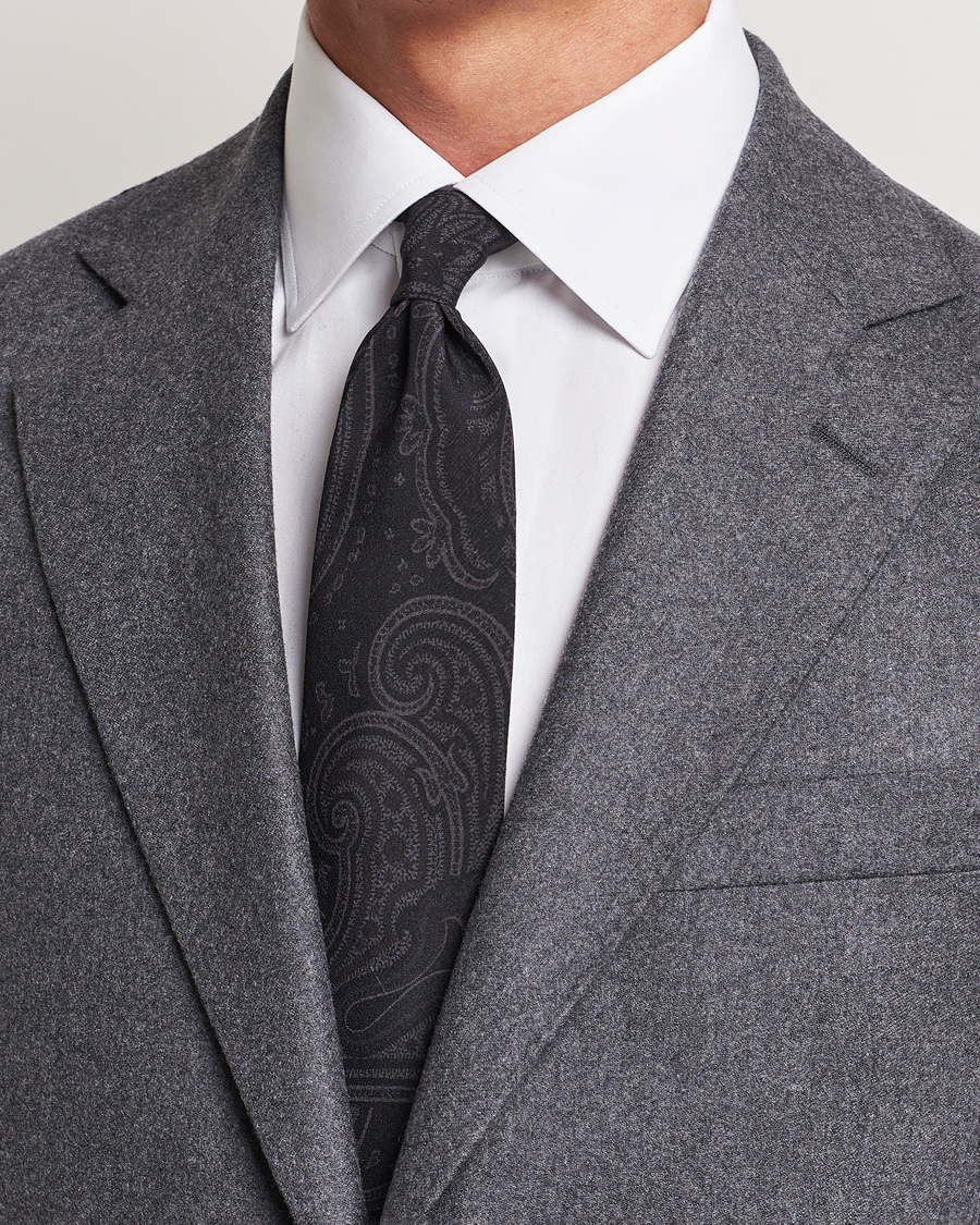 Herre | Ralph Lauren Purple Label Tonal Paisley Tie Charcoal | Ralph Lauren Purple Label | Tonal Paisley Tie Charcoal