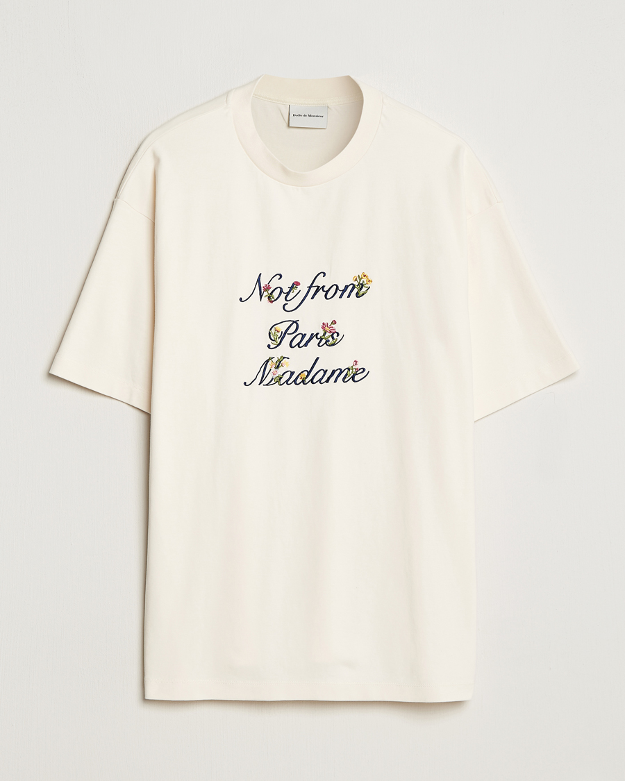 Herre | T-Shirts | Drôle de Monsieur | Flower Slogan T-Shirt Cream