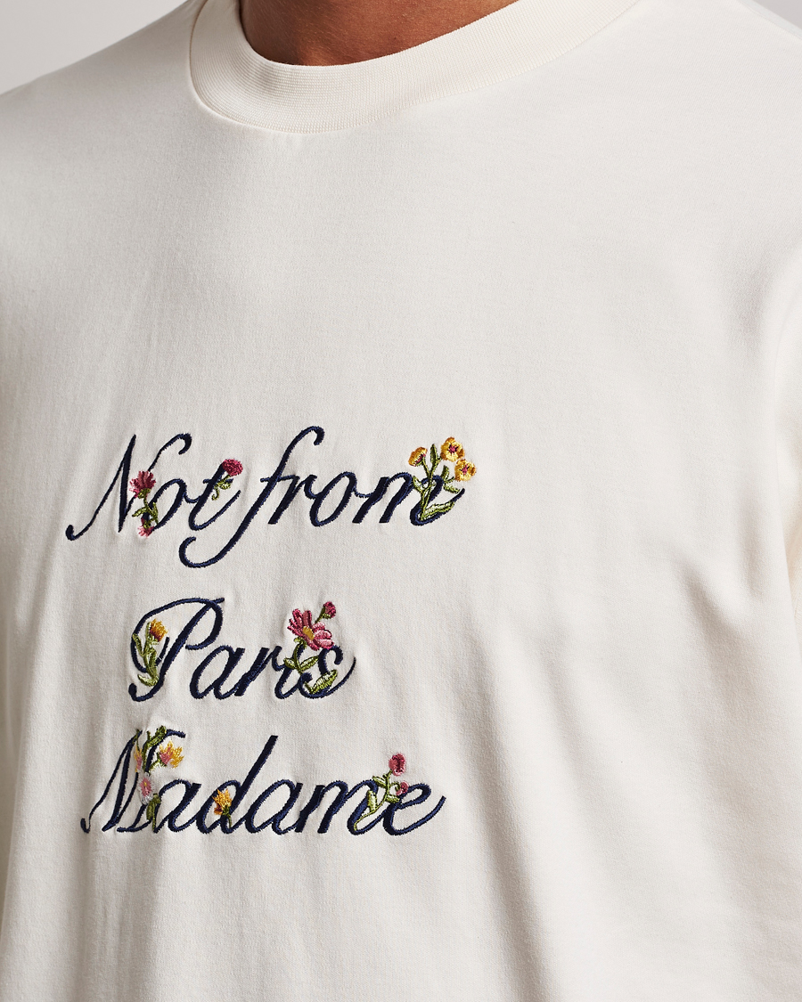 Herre | T-Shirts | Drôle de Monsieur | Flower Slogan T-Shirt Cream