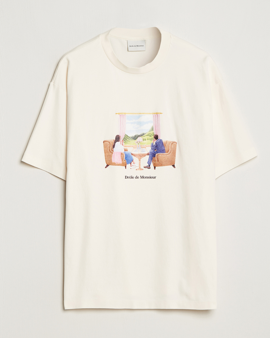 Herre | T-Shirts | Drôle de Monsieur | Voyage T-Shirt Cream