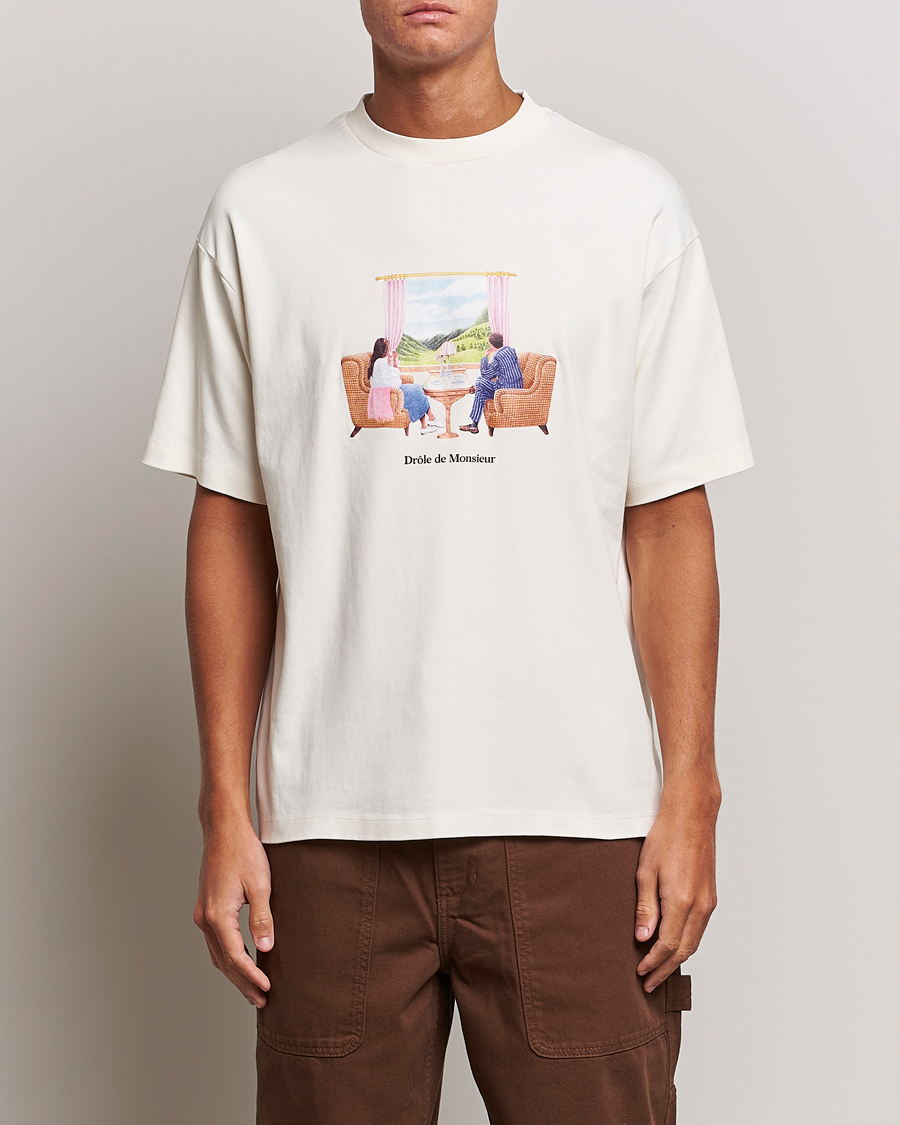 Herre | T-Shirts | Drôle de Monsieur | Voyage T-Shirt Cream