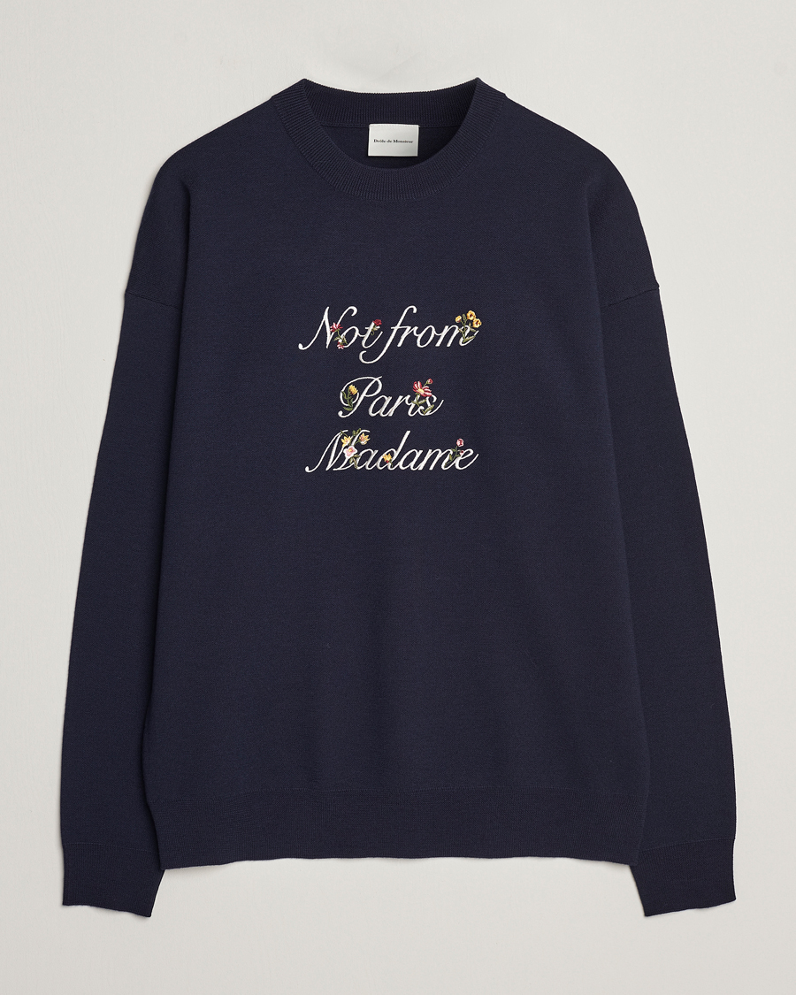 Herre | Trøjer | Drôle de Monsieur | Flower Slogan Sweater Navy