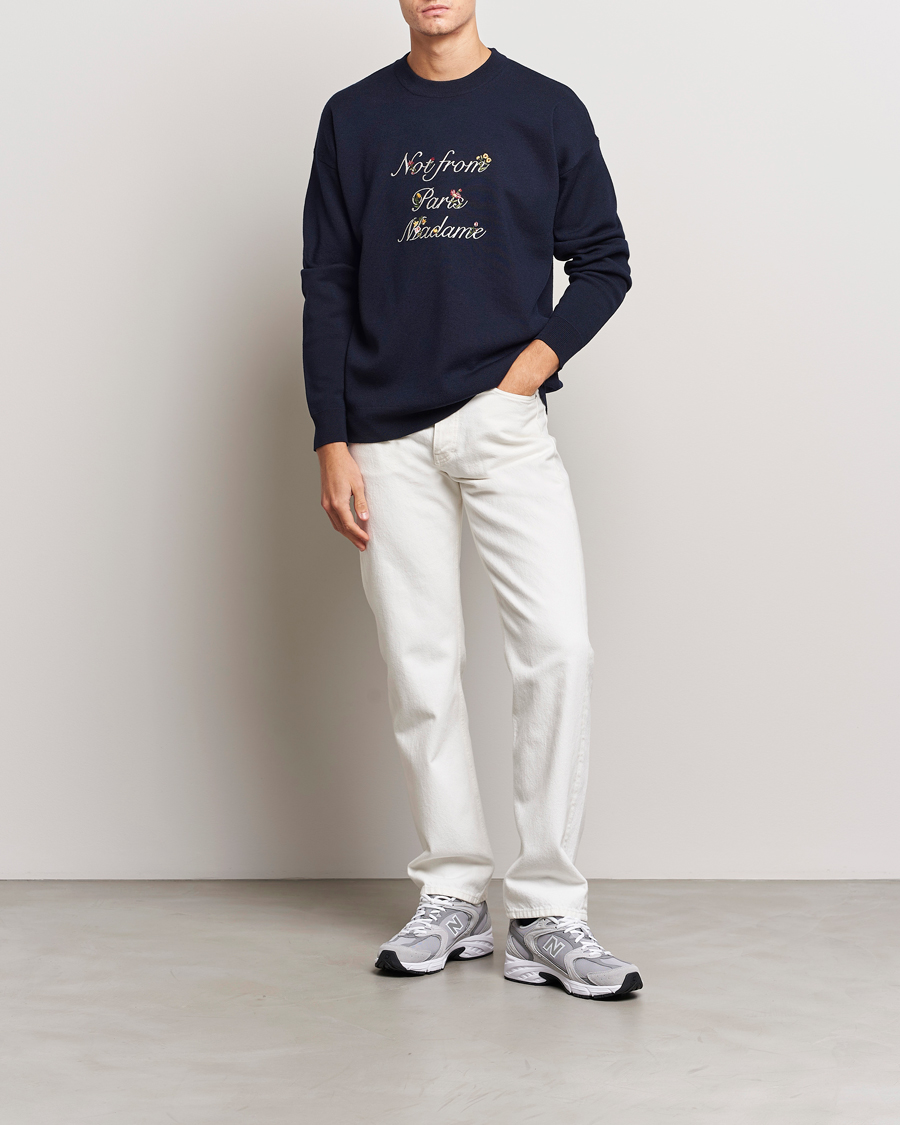 Herre | Trøjer | Drôle de Monsieur | Flower Slogan Sweater Navy