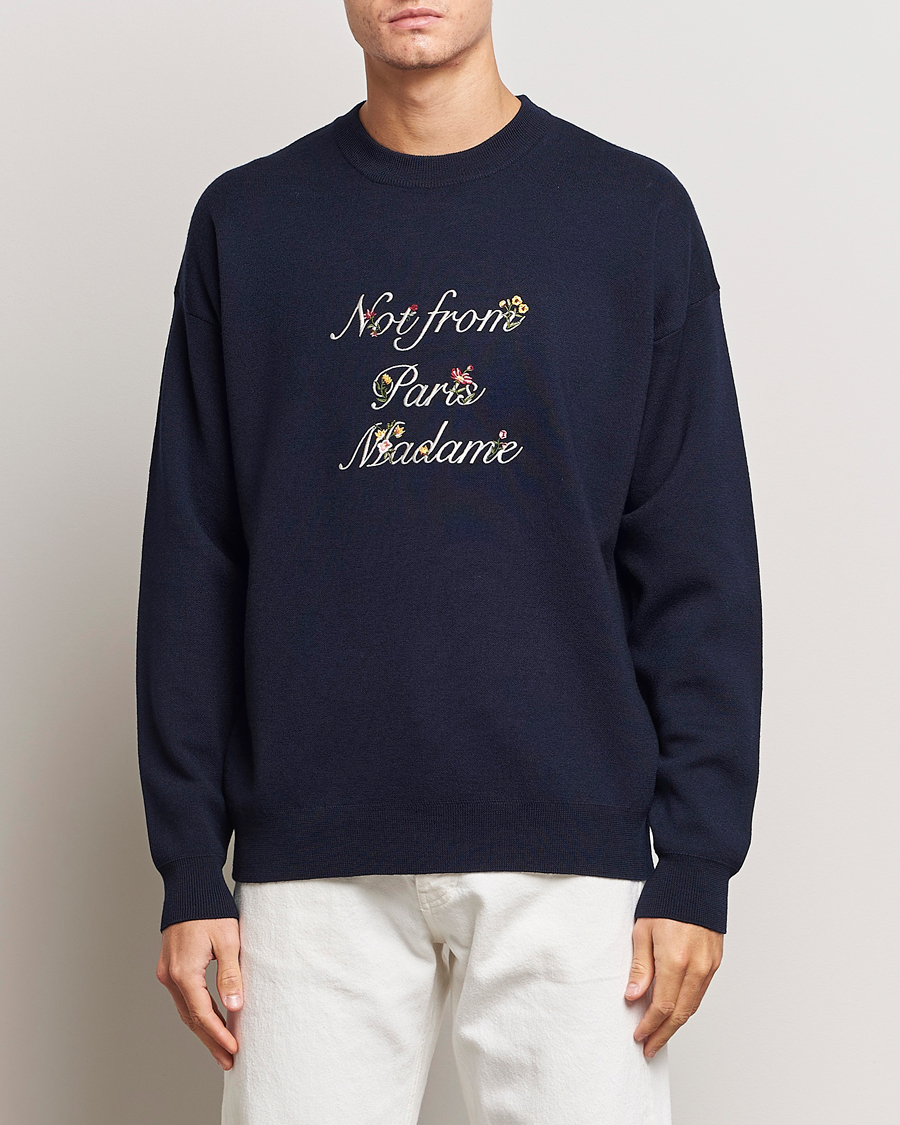 Herre | Trøjer | Drôle de Monsieur | Flower Slogan Sweater Navy