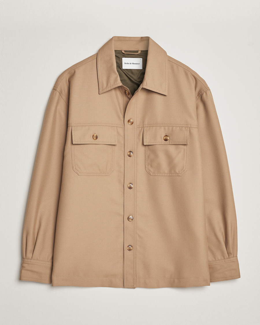 Herre | Skjorter | Drôle de Monsieur | Flannel Overshirt Beige