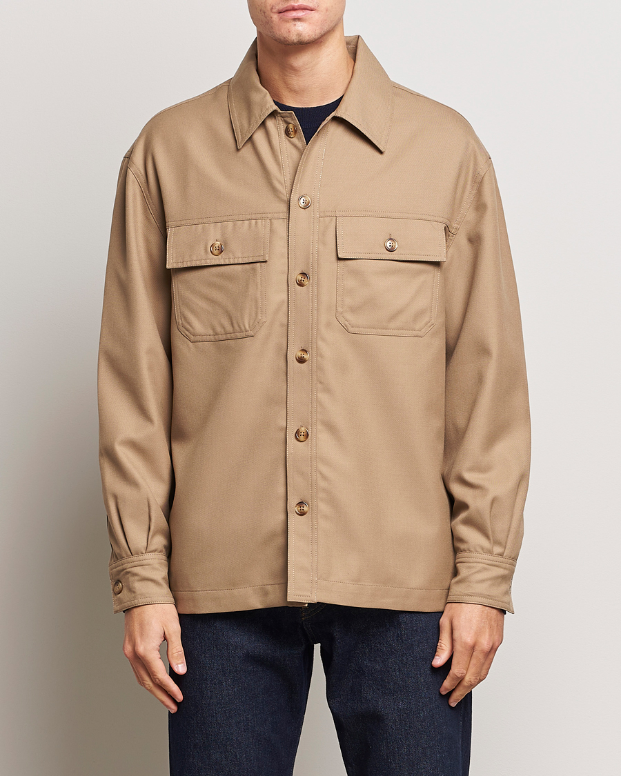 Herre | Skjorter | Drôle de Monsieur | Flannel Overshirt Beige