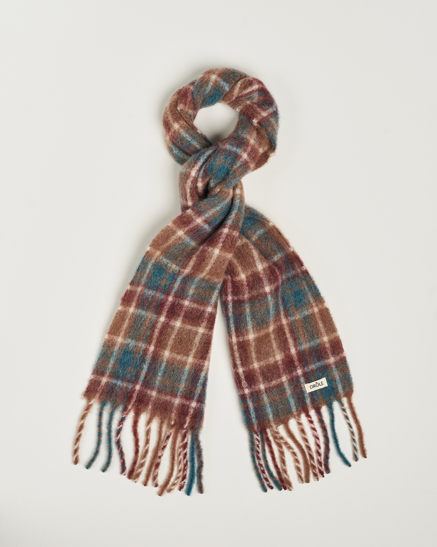 Herre | Drôle de Monsieur Mohair Check Scarf Brown/Blue | Drôle de Monsieur | Mohair Check Scarf Brown/Blue