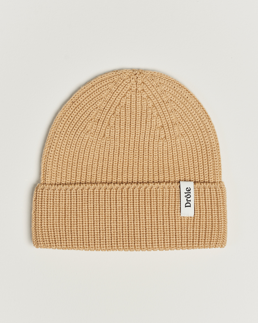 Herre | Drôle de Monsieur Rib Wool Beanie Beige | Drôle de Monsieur | Rib Wool Beanie Beige