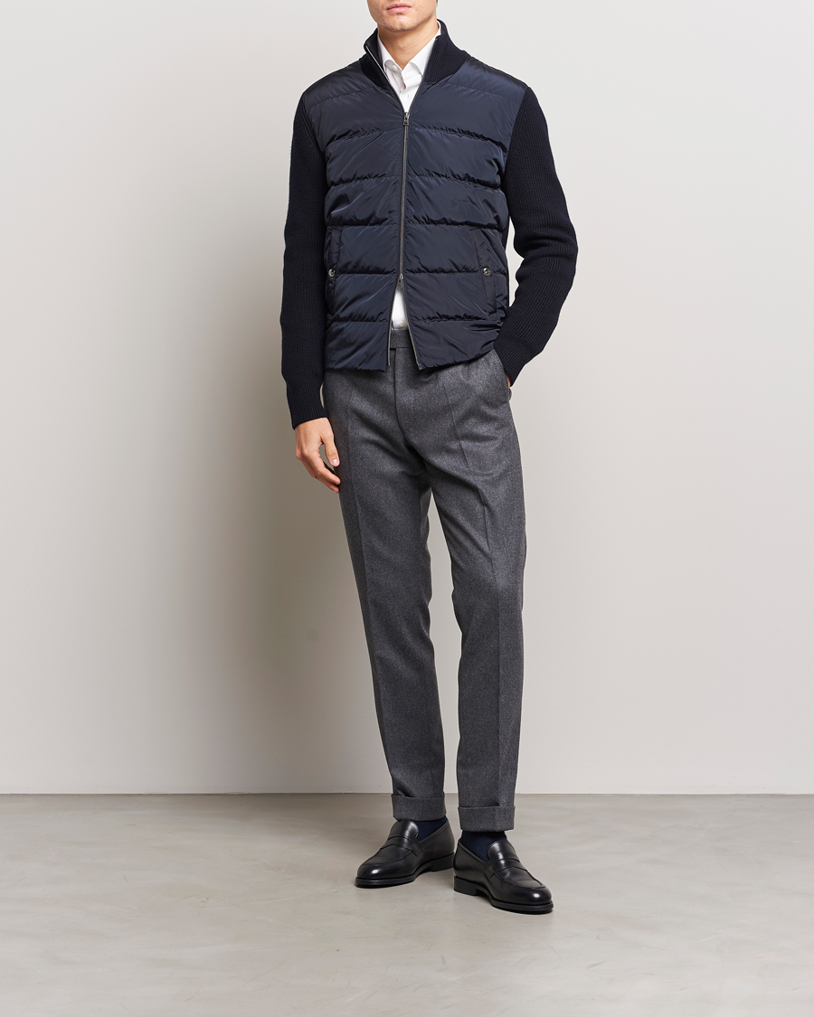 Herre | Jakker | Herno | Knitted Hybrid Jacket Navy
