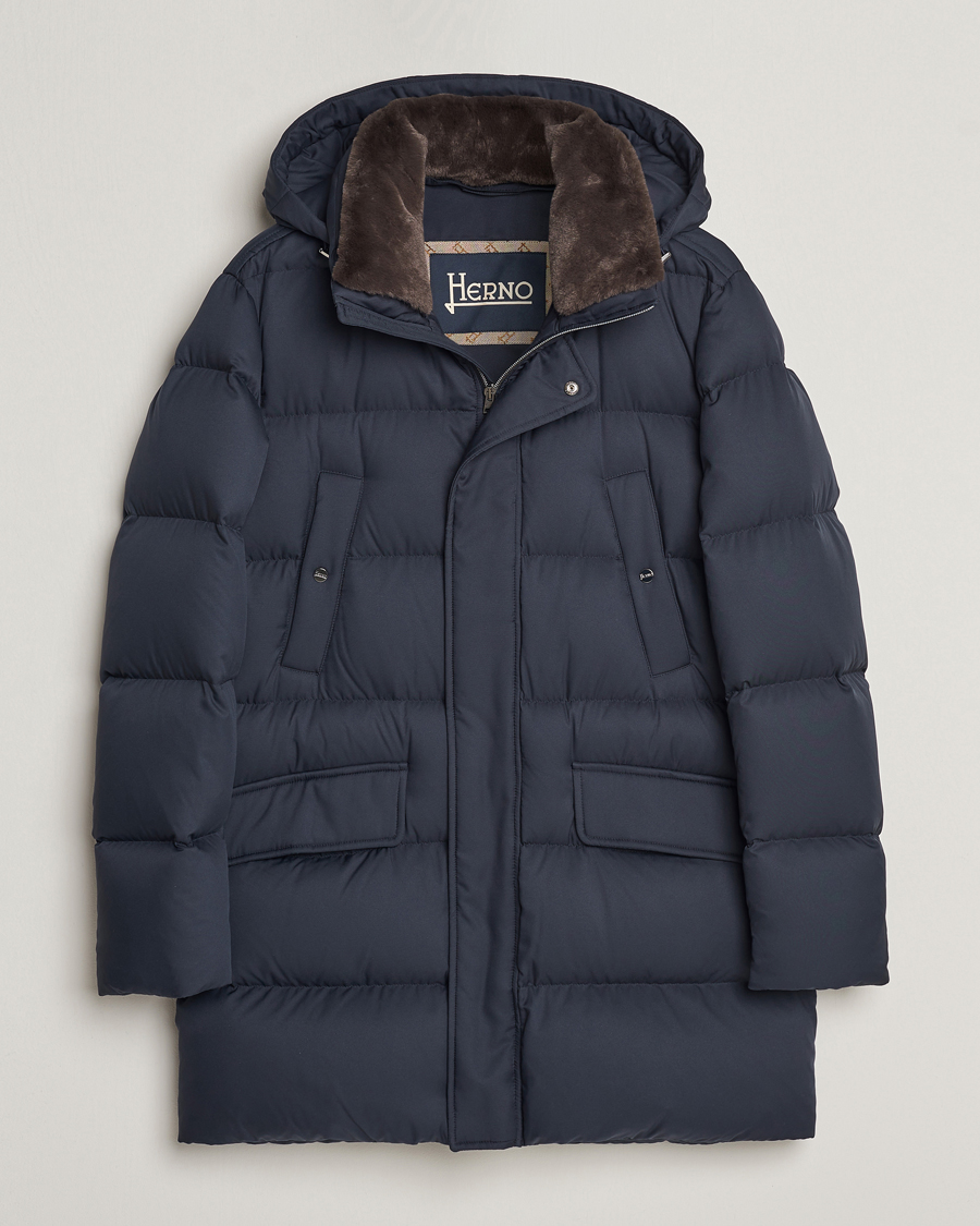 Herre | Jakker | Herno | Faux Fur Down Parka Navy