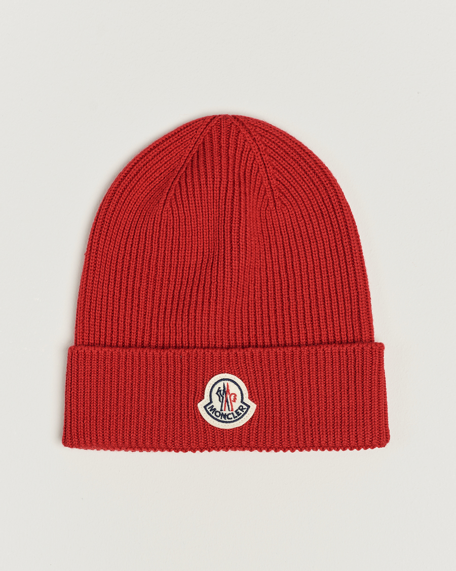 Herre |  | Moncler | Ribbed Wool Beanie Red