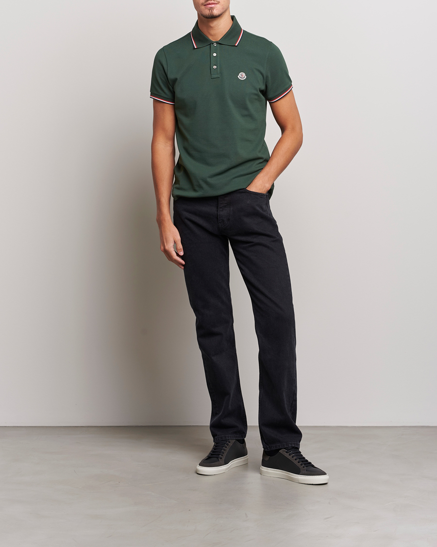 Herre | Polotrøjer | Moncler | Contrast Rib Polo Military Green