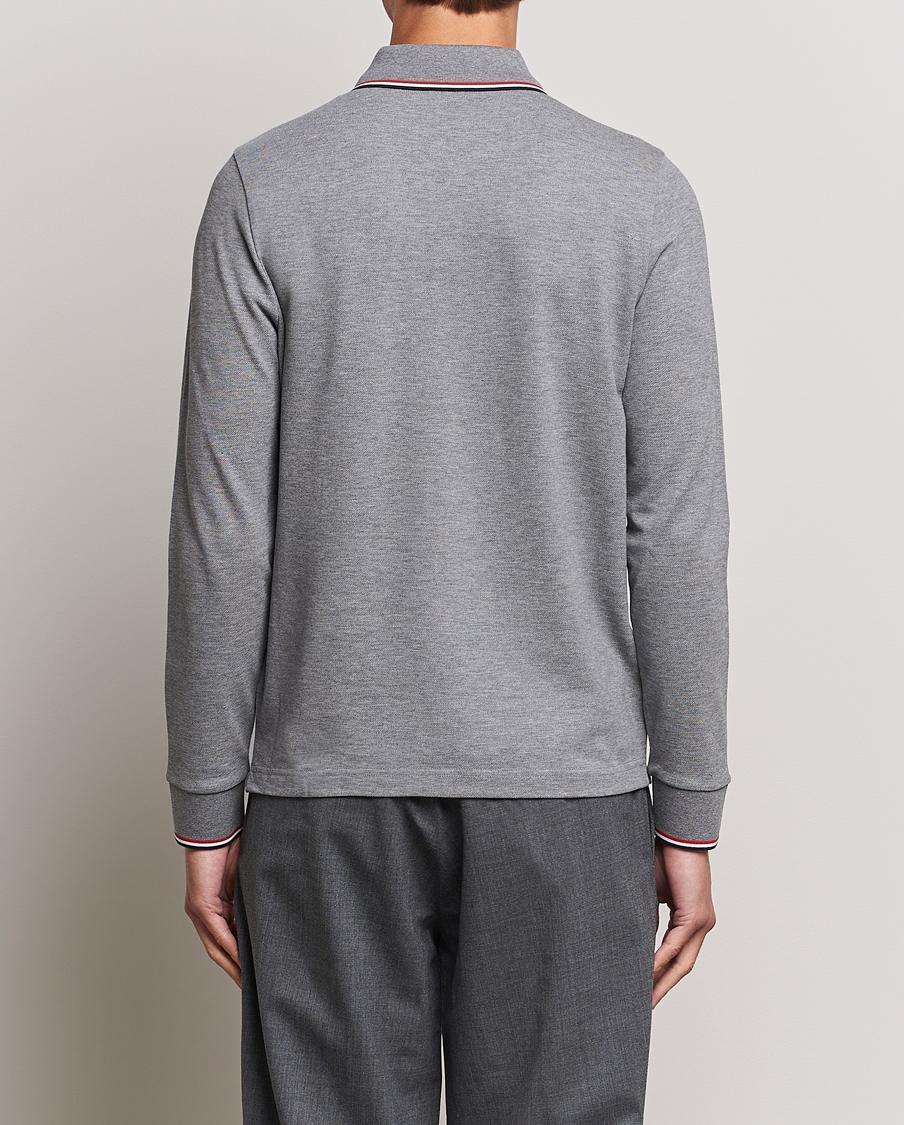 Herre | Trøjer | Moncler | Contrast Rib Long Sleeve Polo Light Grey