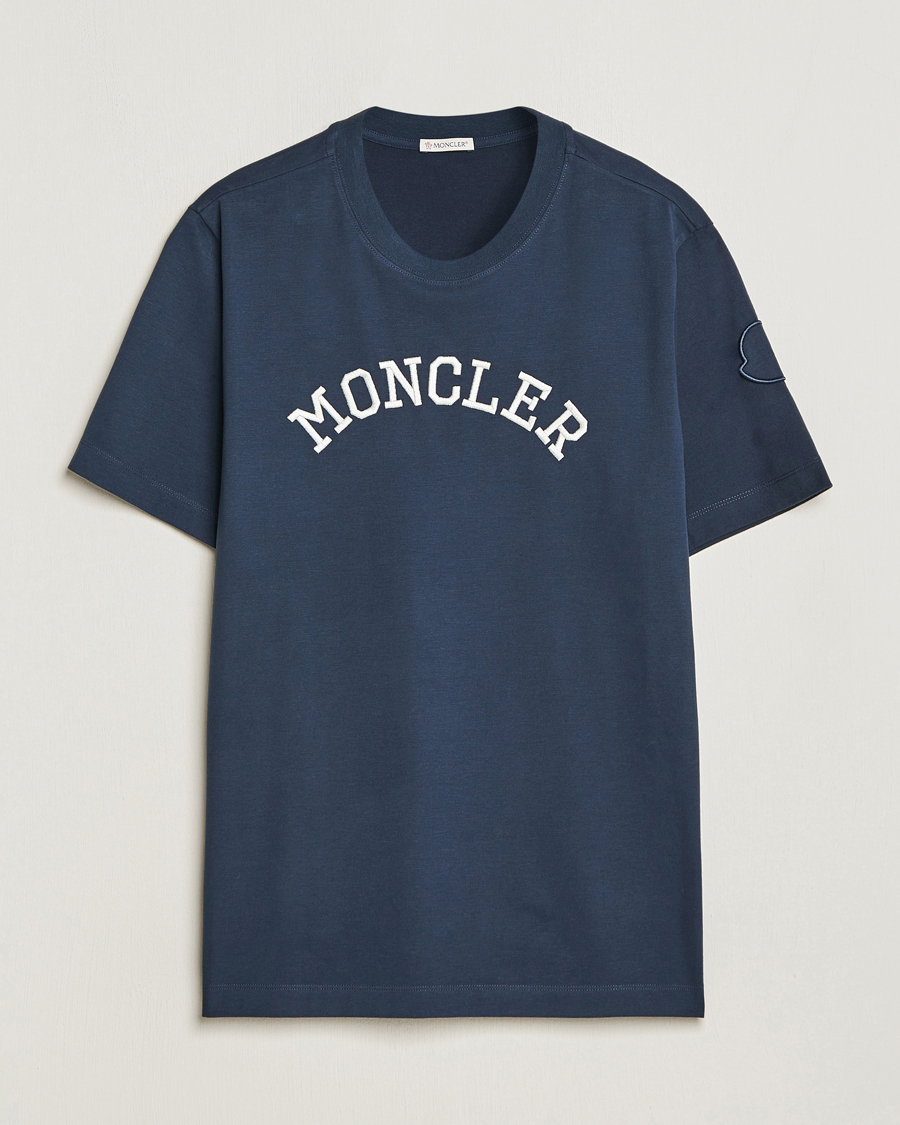 Herre | T-Shirts | Moncler | Lettering T-Shirt Navy