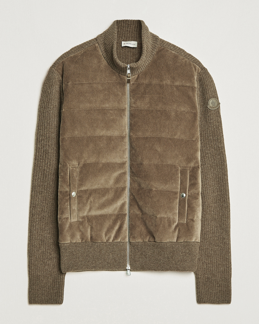 Herre | Trøjer | Moncler | Corduroy Zip Cardigan Taupe
