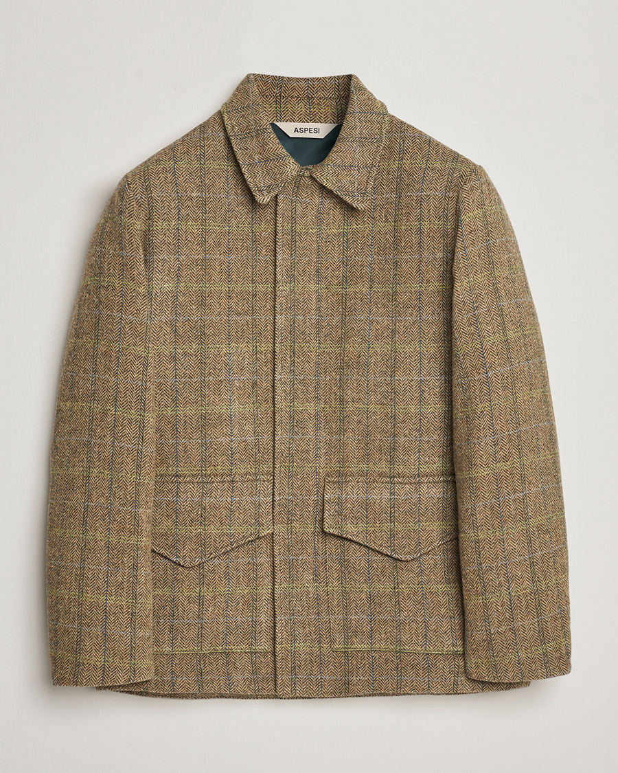 Herre | Moderne jakker | Aspesi | Tweed Hunting Jacket Green Check