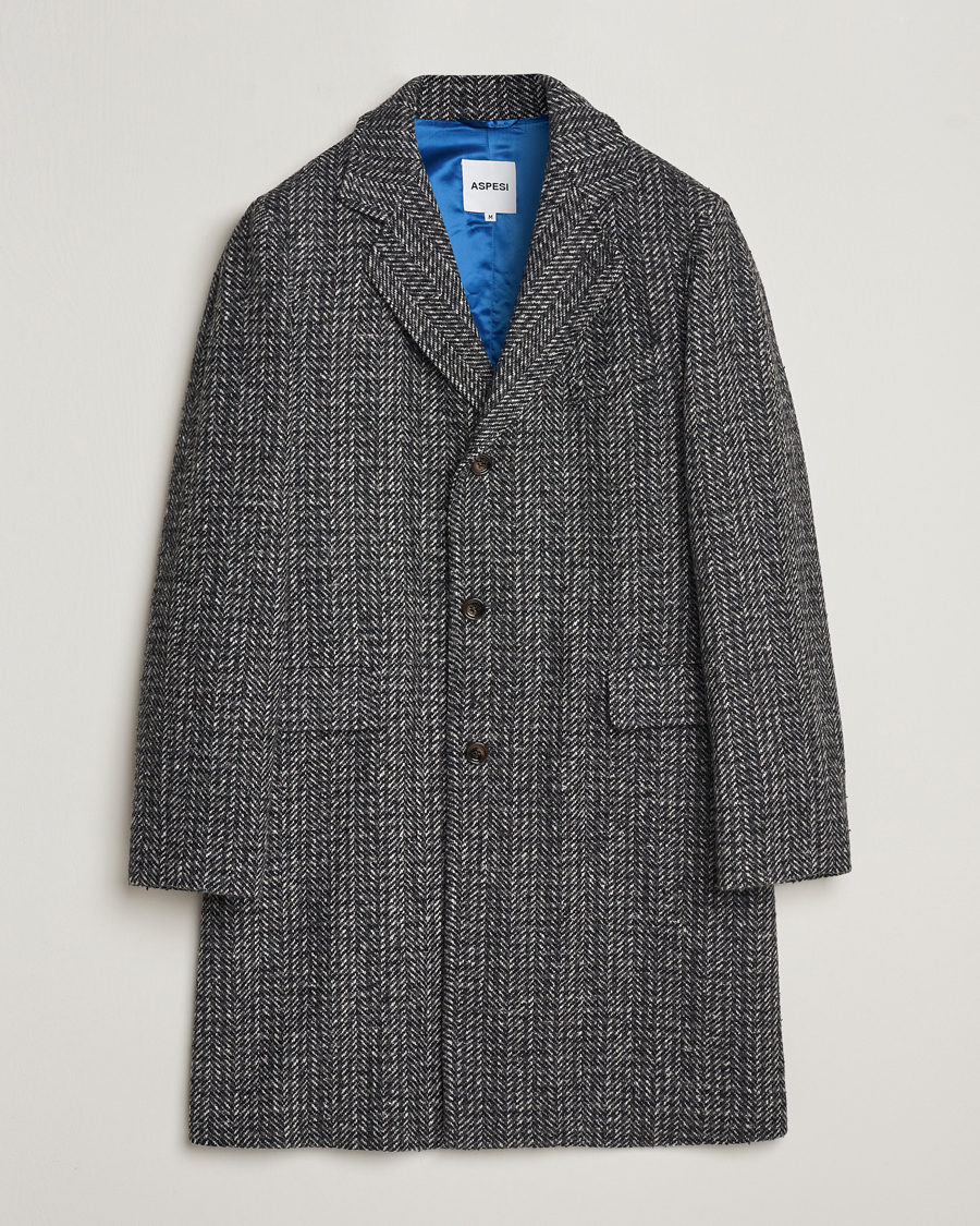 Herre | Moderne jakker | Aspesi | Herringbone Wool Coat Grey