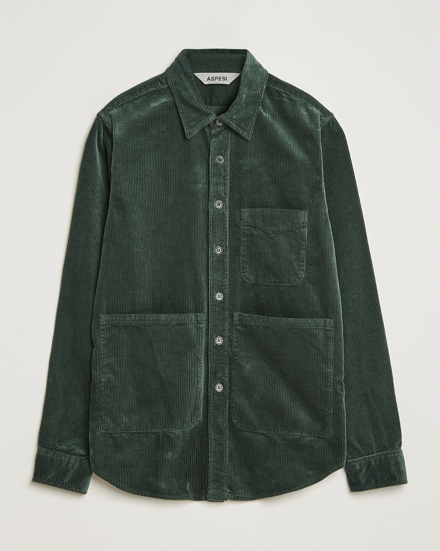 Herre | Aspesi | Aspesi | Corduroy Utility Shirt Dark Military