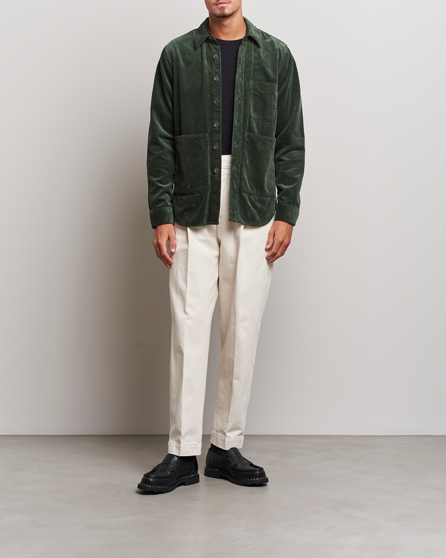Herre | Skjorter | Aspesi | Corduroy Utility Shirt Dark Military
