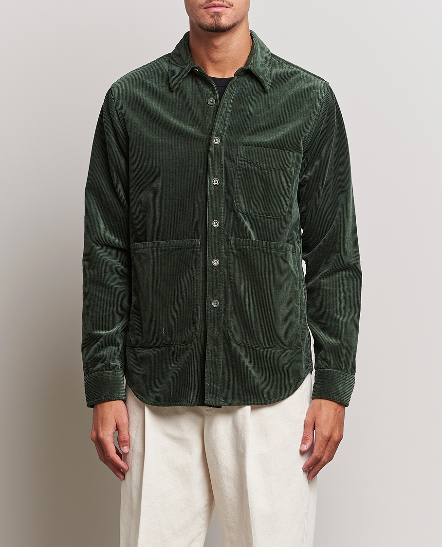 Herre | Aspesi | Aspesi | Corduroy Utility Shirt Dark Military