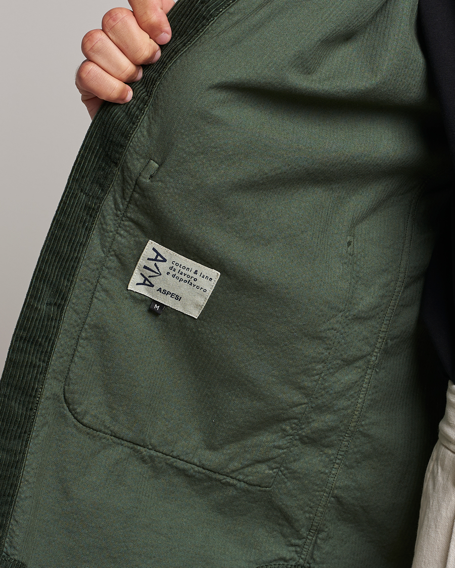 Herre | Skjorter | Aspesi | Corduroy Utility Shirt Dark Military
