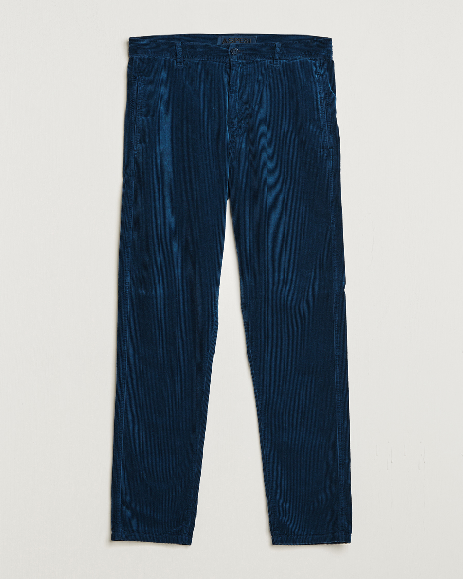 Herre | Bukser | Aspesi | Drawstring Corduroy Trousers Navy