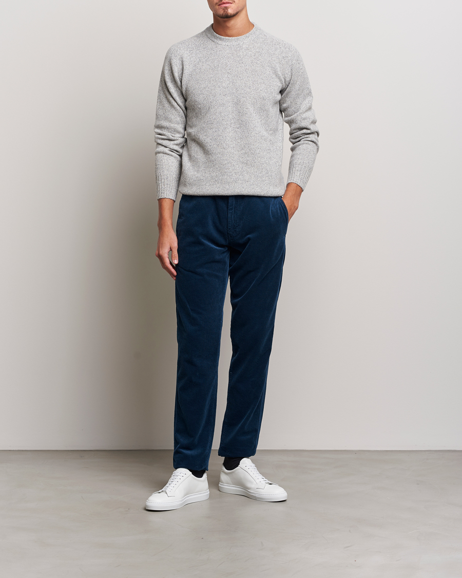 Herre | Bukser | Aspesi | Drawstring Corduroy Trousers Navy