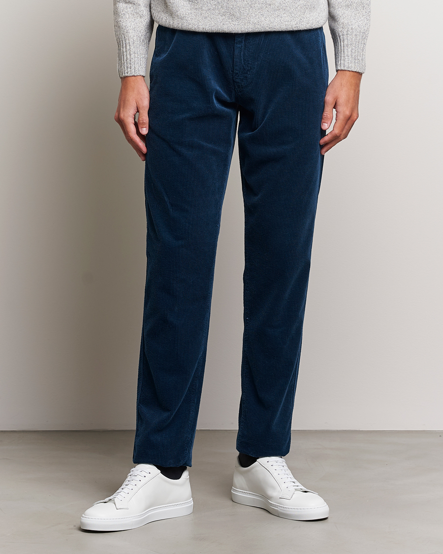 Herre | Bukser | Aspesi | Drawstring Corduroy Trousers Navy