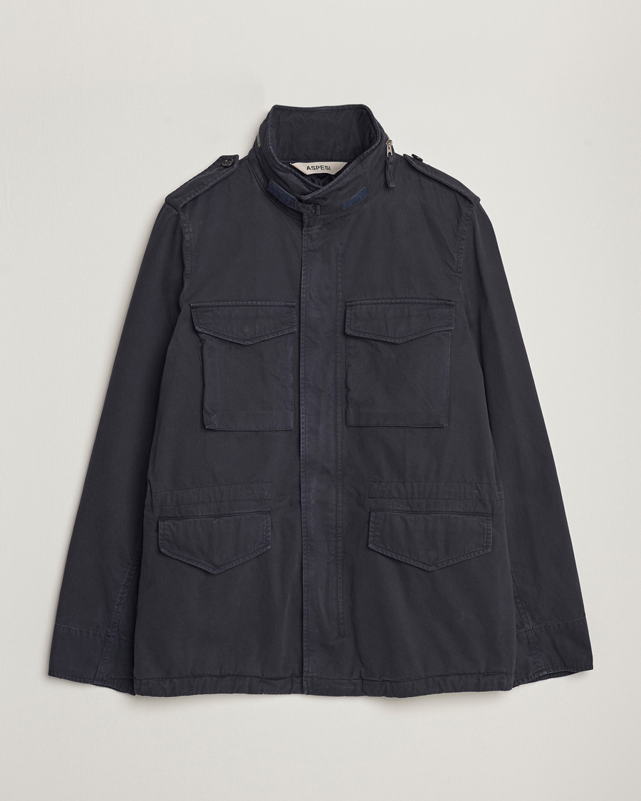 Herre | Moderne jakker | Aspesi | Lined Cotton Field Jacket Navy