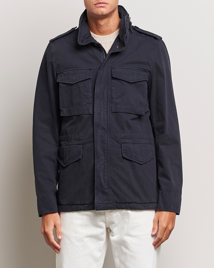 Herre | Aspesi | Aspesi | Lined Cotton Field Jacket Navy