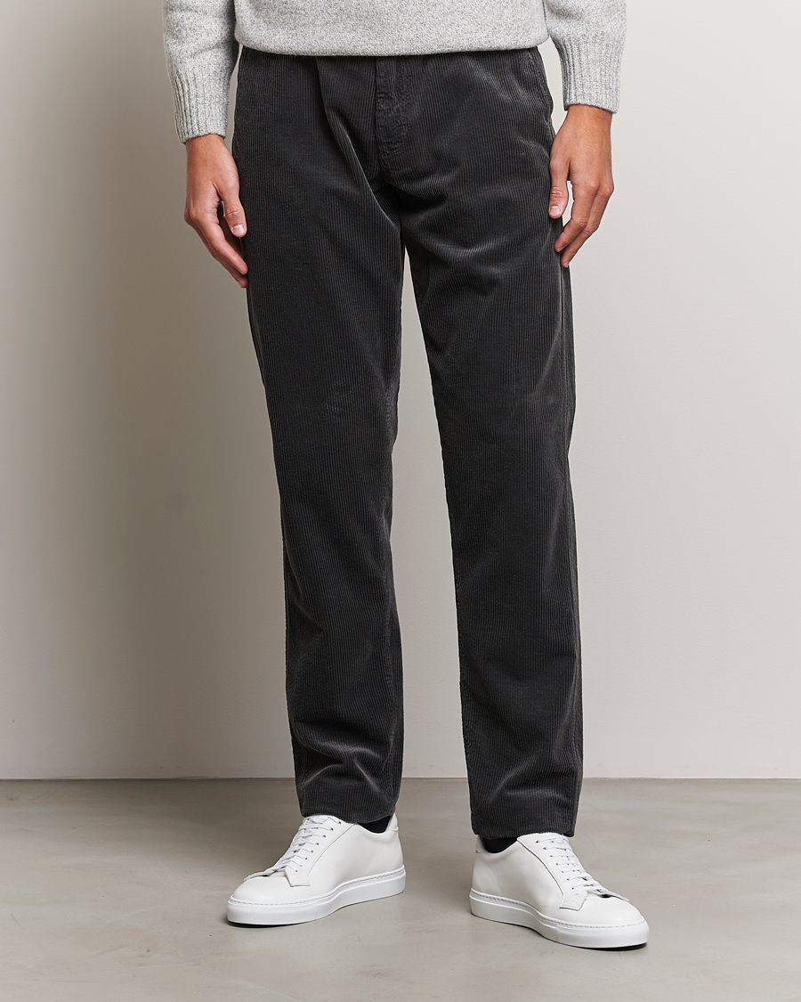 Herre | Bukser | Aspesi | Drawstring Corduroy Trousers Charcoal
