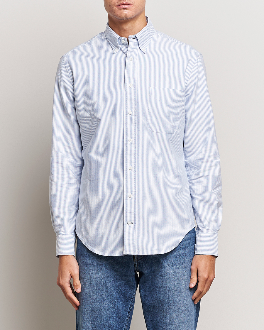 Herre | Oxfordskjorter | Gitman Vintage | Button Down Striped Oxford Shirt Light Blue