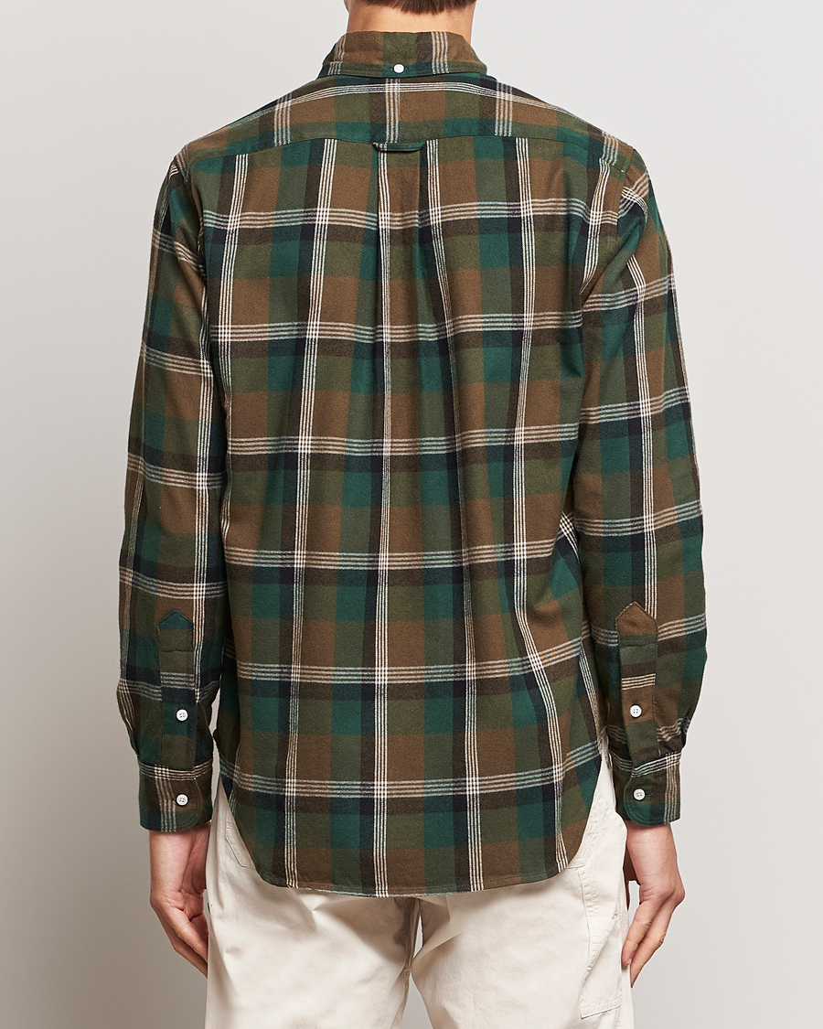 Herre | Skjorter | Gitman Vintage | Button Down Shaggy Flannel Shirt Olive Check