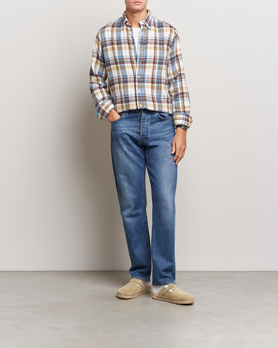Herre | Skjorter | Gitman Vintage | Button Down Triple Yarn Shirt Brown/White Check