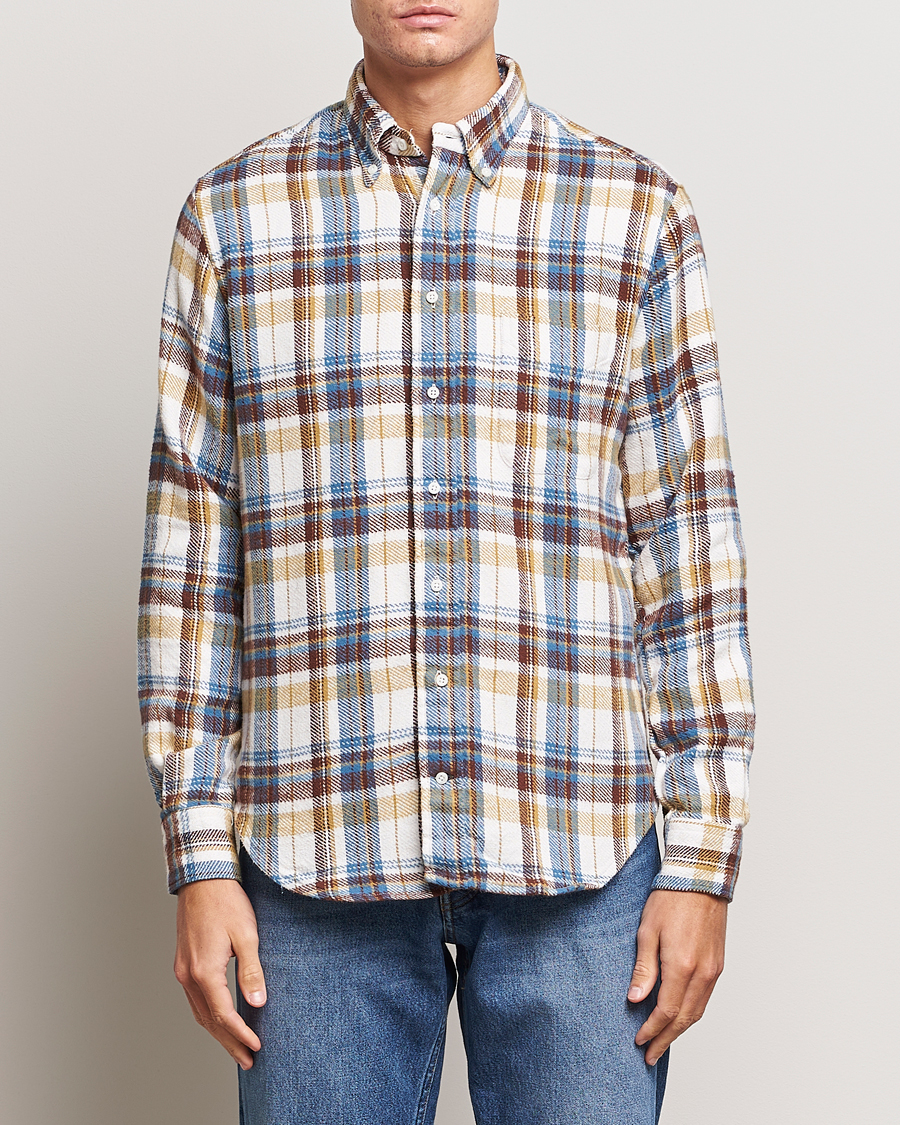 Herre | American Heritage | Gitman Vintage | Button Down Triple Yarn Shirt Brown/White Check