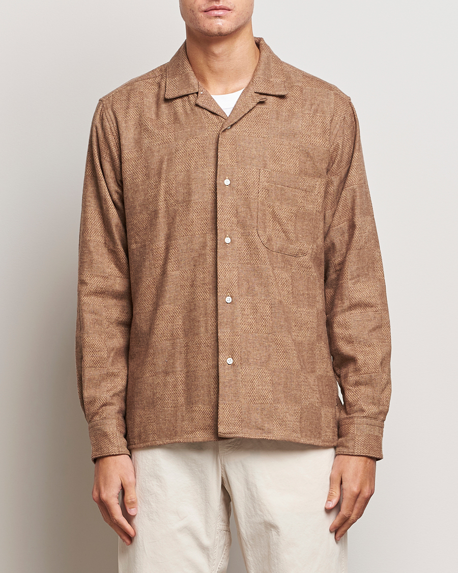 Herre | Skjorter | Gitman Vintage | Brushed Patchwork Camp Shirt Tan