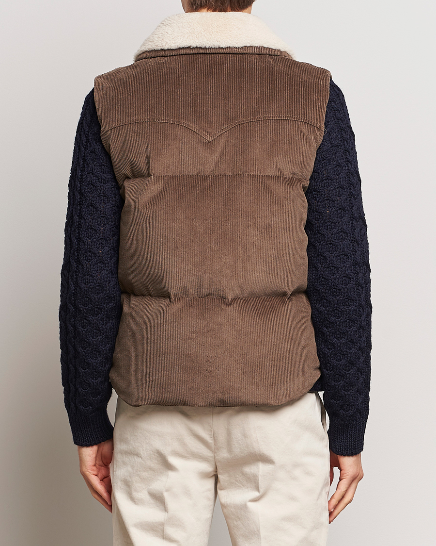Herre | Jakker | Valstar | Corduroy Shearling Collar Down Vest Brown